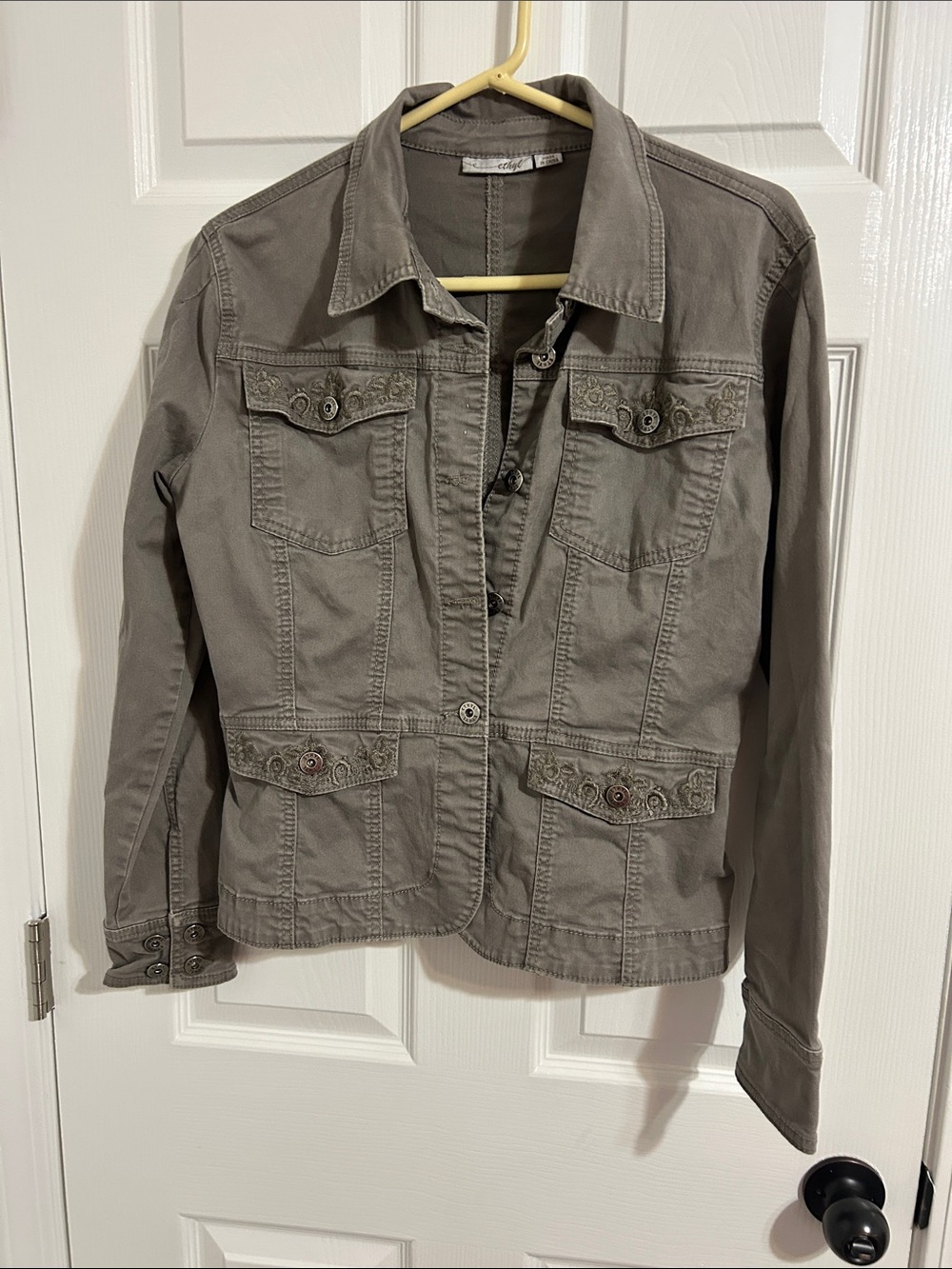 Women’s Structured Gray Denim-Style Jacket